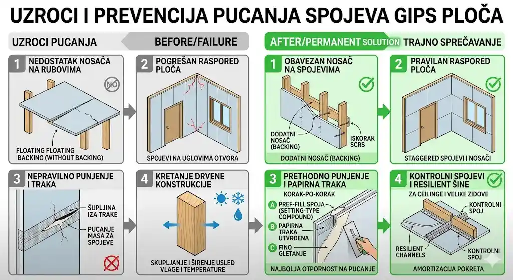 Zašto pucaju spojevi na gips pločama? Najčešći uzroci i kako to trajno sprečiti